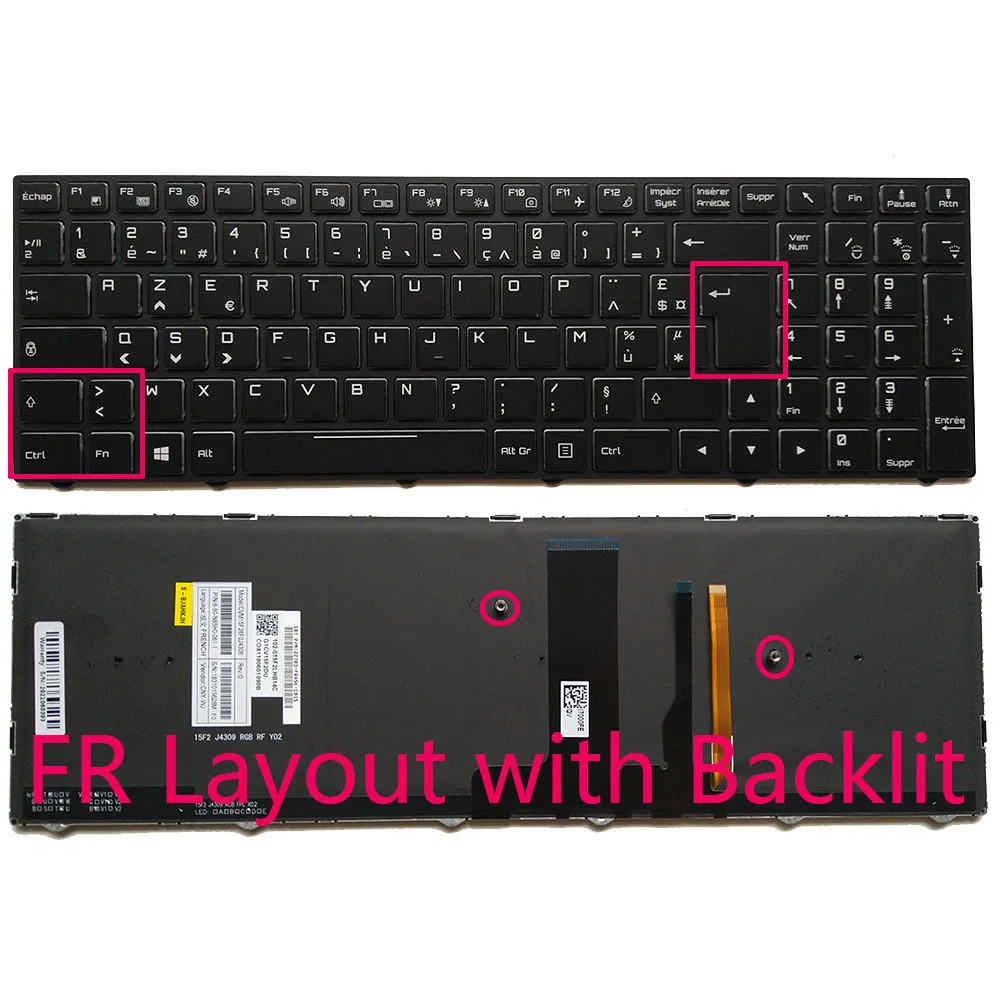 

French Backlit Laptop Keyboard For Clevo N850 P950 CVM15F26F0J430E 6-80-N85H0-061-1 France