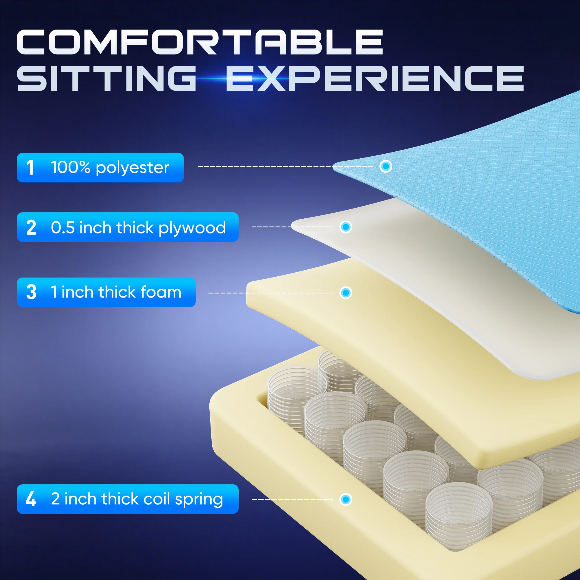 كرسي ألعاب الكمبيوتر المريح JHK قابل للتعديل 360 درجة °   دوارة مع مسند للرأس ودعم قطني ومساند للذراعين للمكتب والمنزل #6