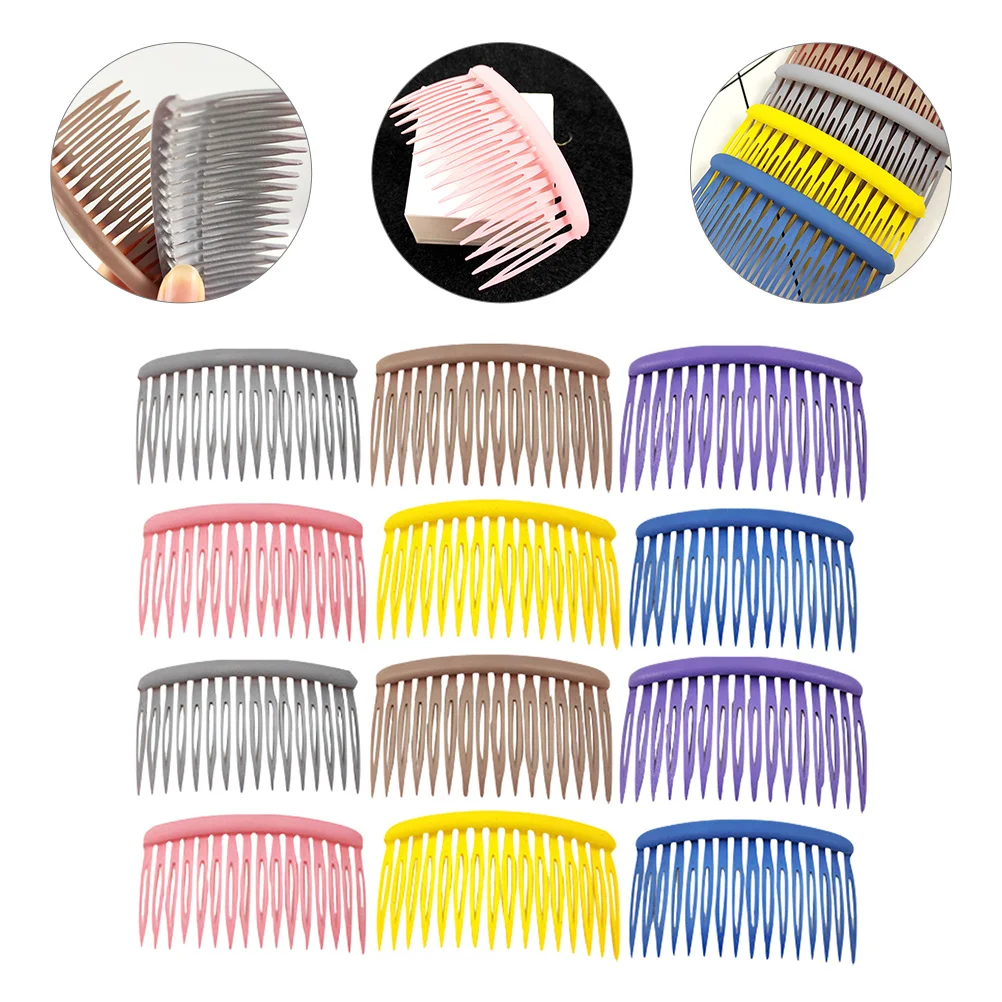 12 Pcs Scrunchies Plastic Scrub Hair Comb Clips Headpiece for Women Child Styling
