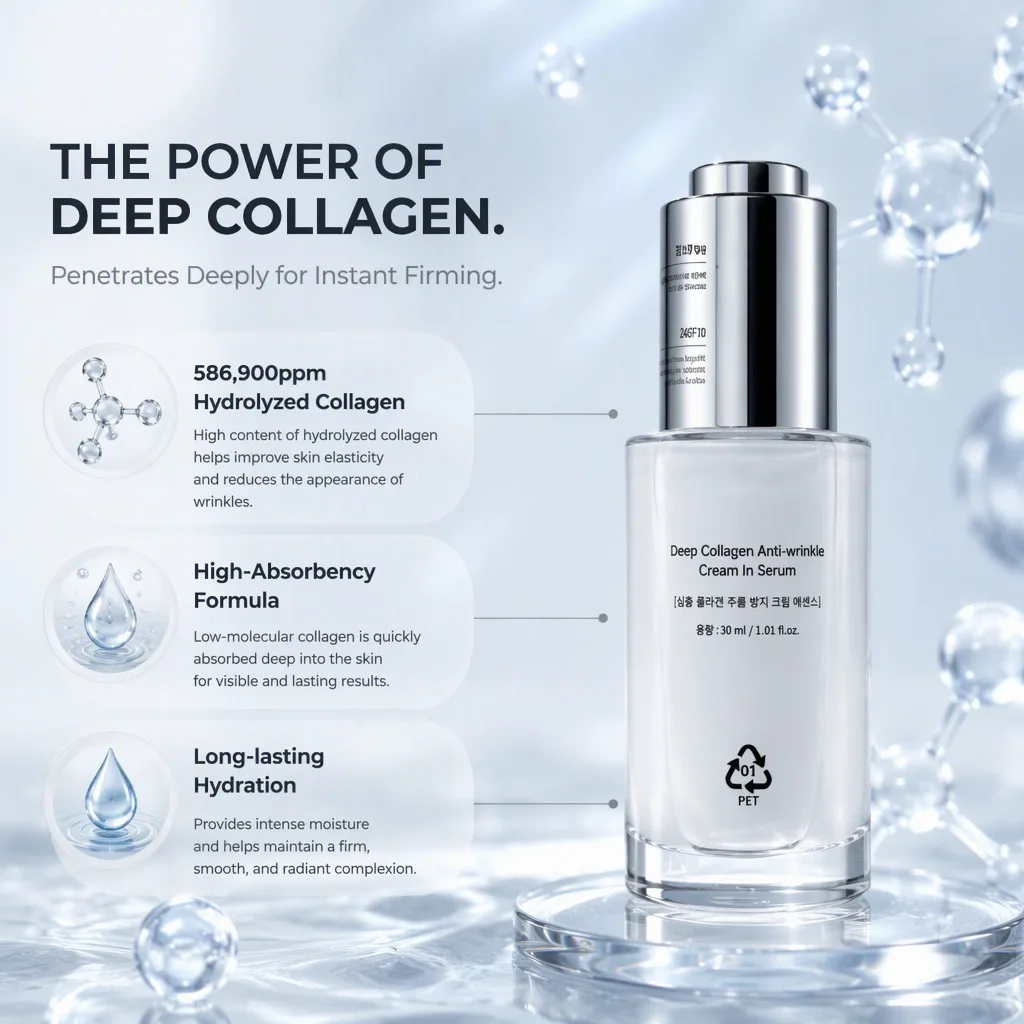 Korean Deep Collagen Cream In Serum 30ml Hyaluronic Acid Firming Face Moisturizer Skin Care