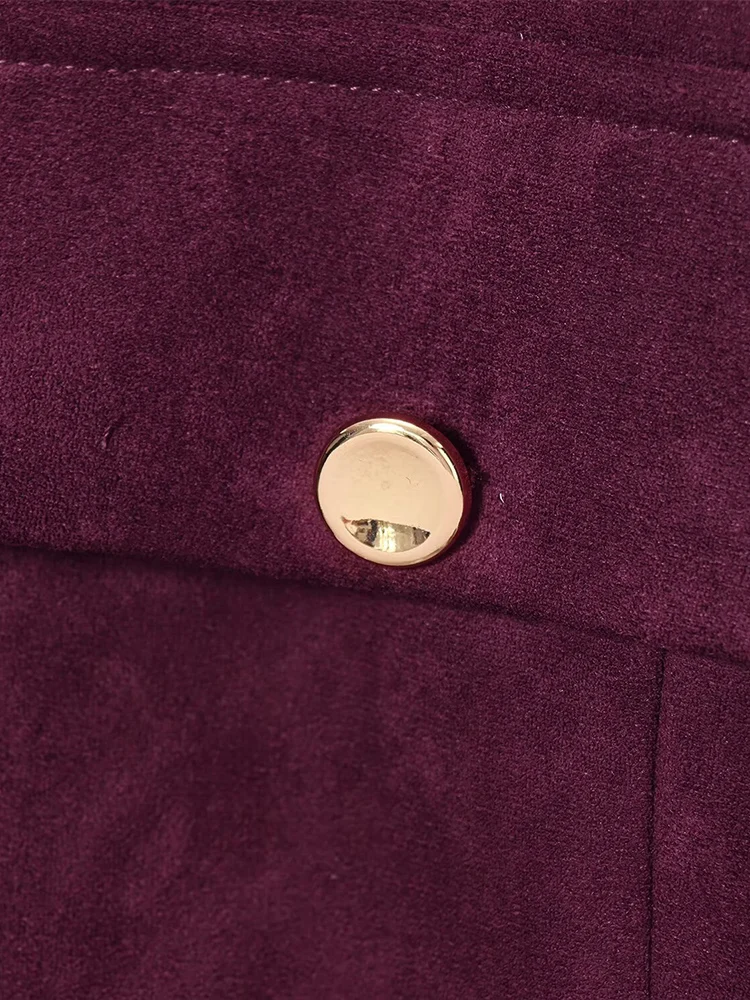 Veste de costume polyvalente et élégante de couleur unie pour femmes, nouvelle mode de style européen avec ceinture et texture velours.