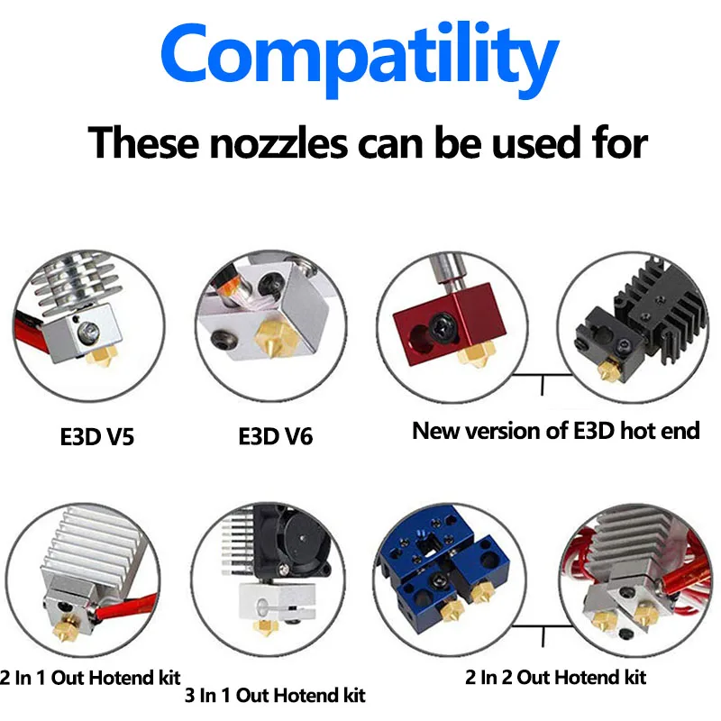 1/2PCS Upgrade E3D V6 Nozzle PTFE Coated Brass 0.2/0.3/0.4/0.5/0.6/0.8/1.0mm Non-stick Nozzle For 1.75mm Ender3 Pro CR10S Hotend