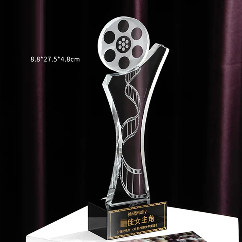 Customized Crystal Trophy, Film Television Photography Short Video Competition, Excellent Employee, Home Decoration, Medal , 1Pc