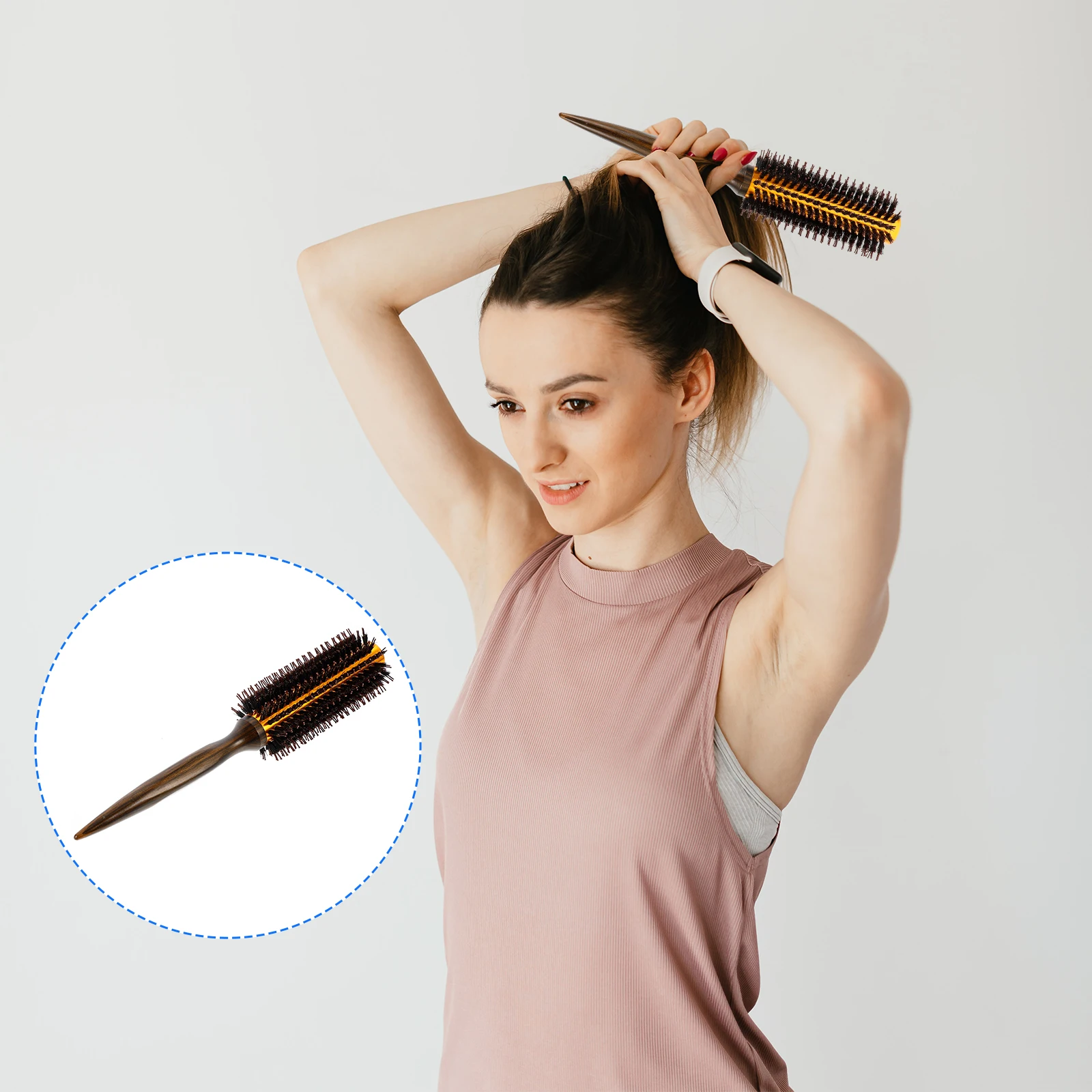 مشط ذيل مدبب، لفك تشابك الشعر الخشبي لتصفيف الشعر المجعد، أمشاط تصفيف الشعر الاحترافية، فرشاة مستديرة، مريحة وسهلة التنفس