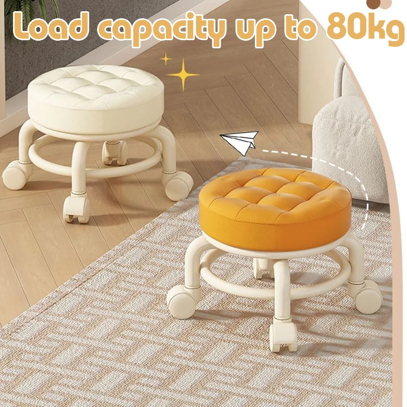 Universal Wheel Stool Household Pulley Small Low Stool Chair Shoes Changing Stools 360 Degree Rotating Round Chair For Children