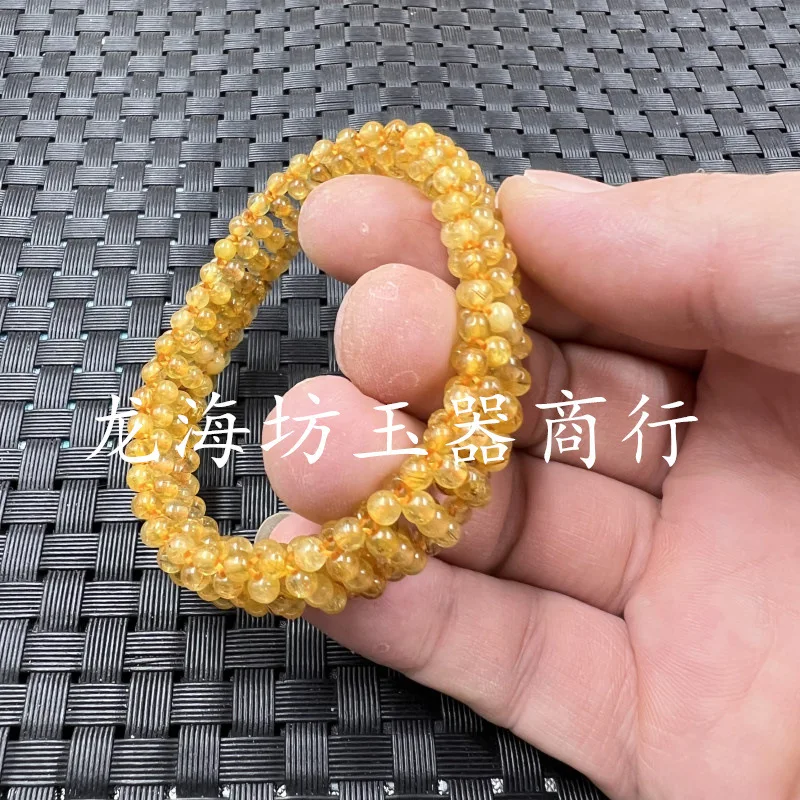 Jade Bracelet Optimized Citrine Ball Bracelet3mm round Beads Woven Bracelet Ice-like Manual Bracelet Bracelet