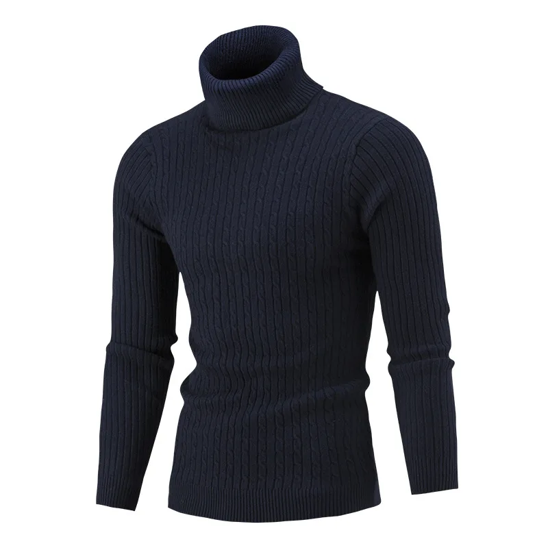 Men Autumn Winter Solid Color Knitted Sweaters Keep Warm Men Jumper Men's Bottoming Shirt Clothes Warm Turtleneck Sweater MY747