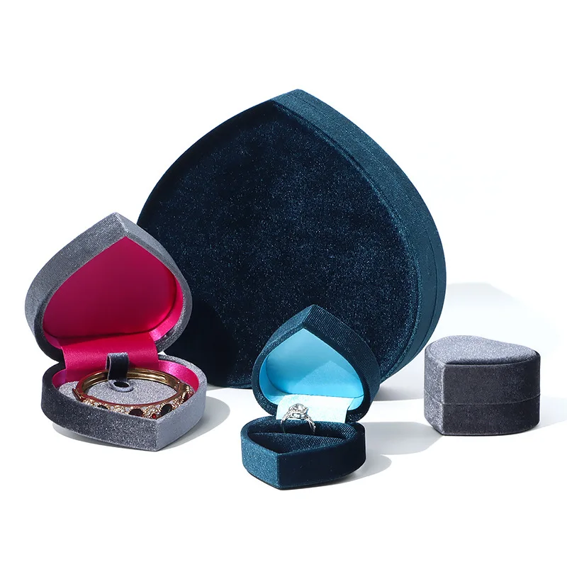 

Velvet heart-shaped creative jewelry packaging box ring stud earrings necklace pendant bracelet storage and display box