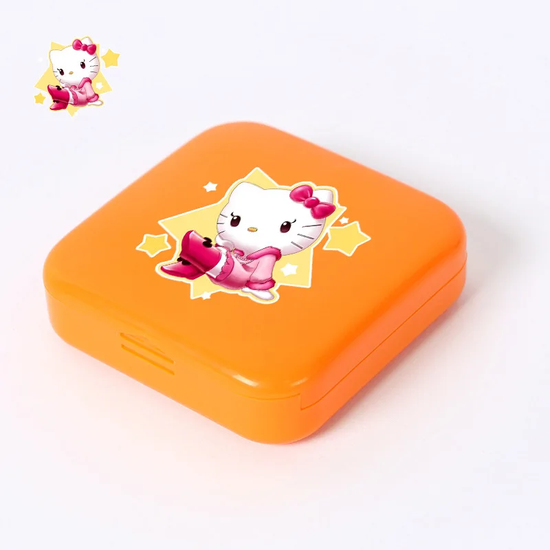 MINISO Kawaii Anime Hello Kitty Cinnamoroll Sanrio Push-pull Pill Box Cartoon Packaging Sealed Dust-proof Storage Box