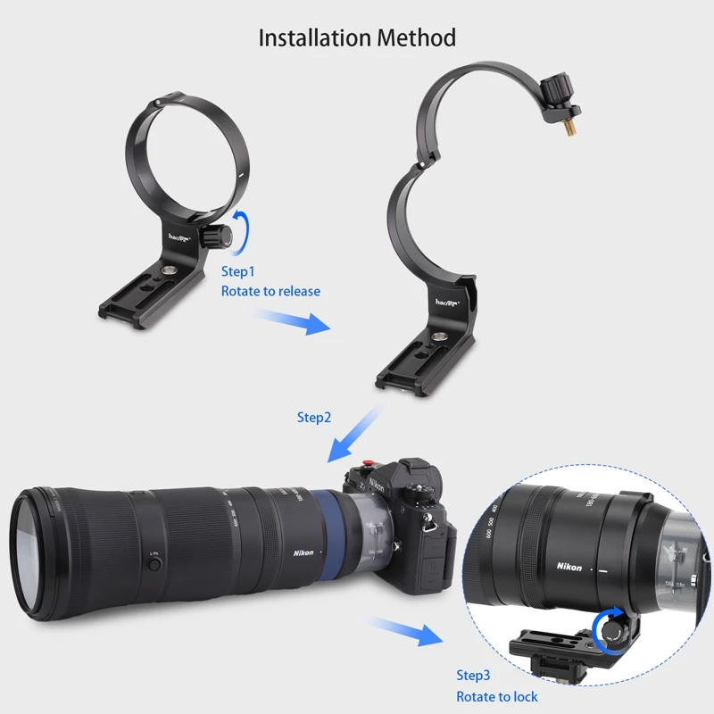 Haoge LMR-Z186 Lens Collar for Nikon Nikkor Z 180-600mm f/5.6-6.3 VR Lens Tripod Mount Ring built-in Arca Type Plate