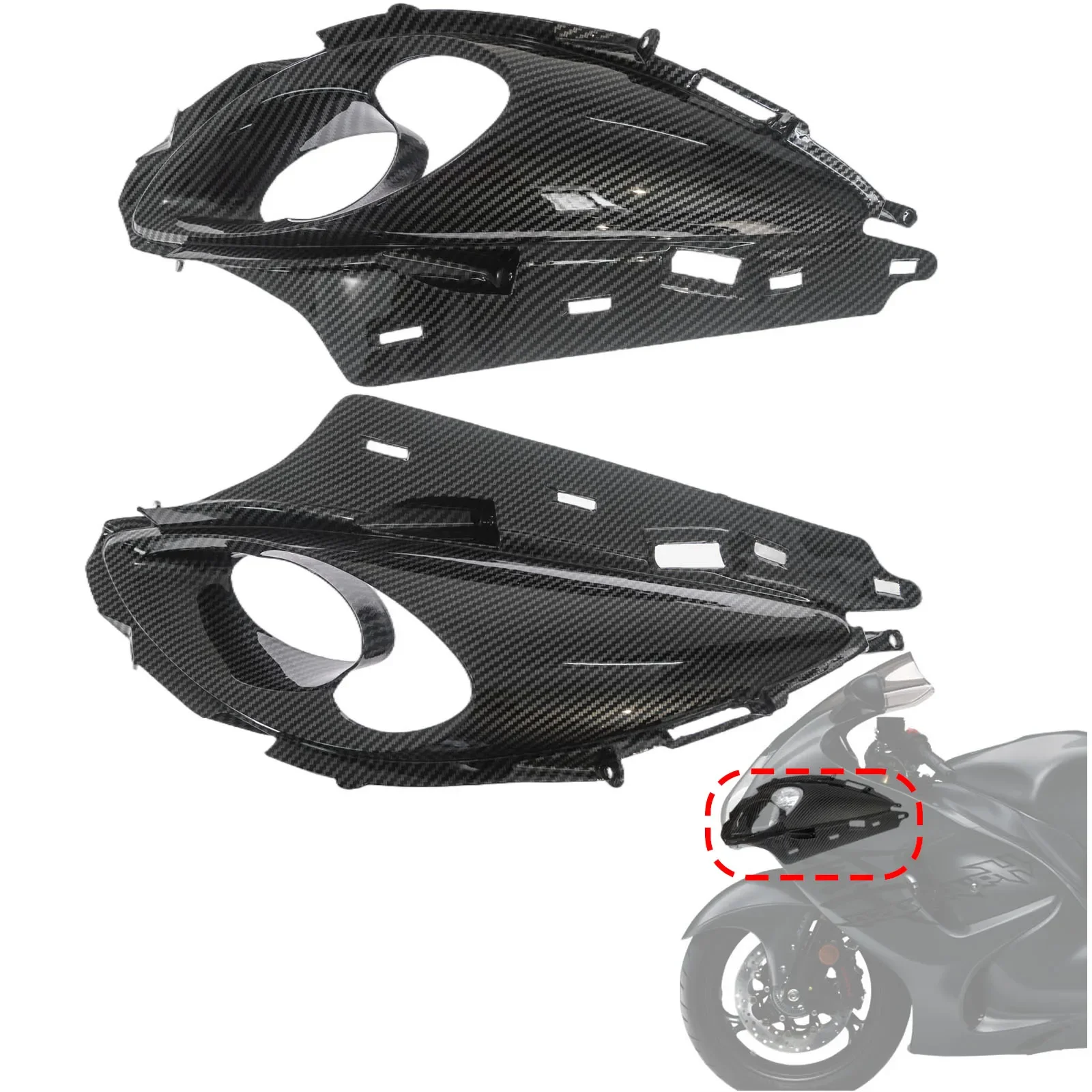 Carbon Fiber Pattern Upper Front Nose Headlight Scoop Cover for Suzuki Hayabusa Gsx 1300 R Gsx1300r 2008-2020