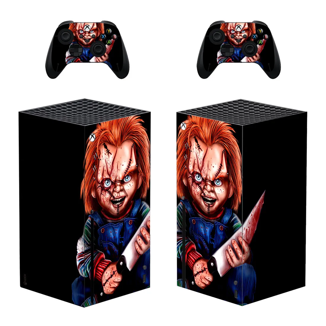 Film Chucky Skin Sticker Decal Cover for Xbox Series X Console and 2 Controllers Skins Vinyl