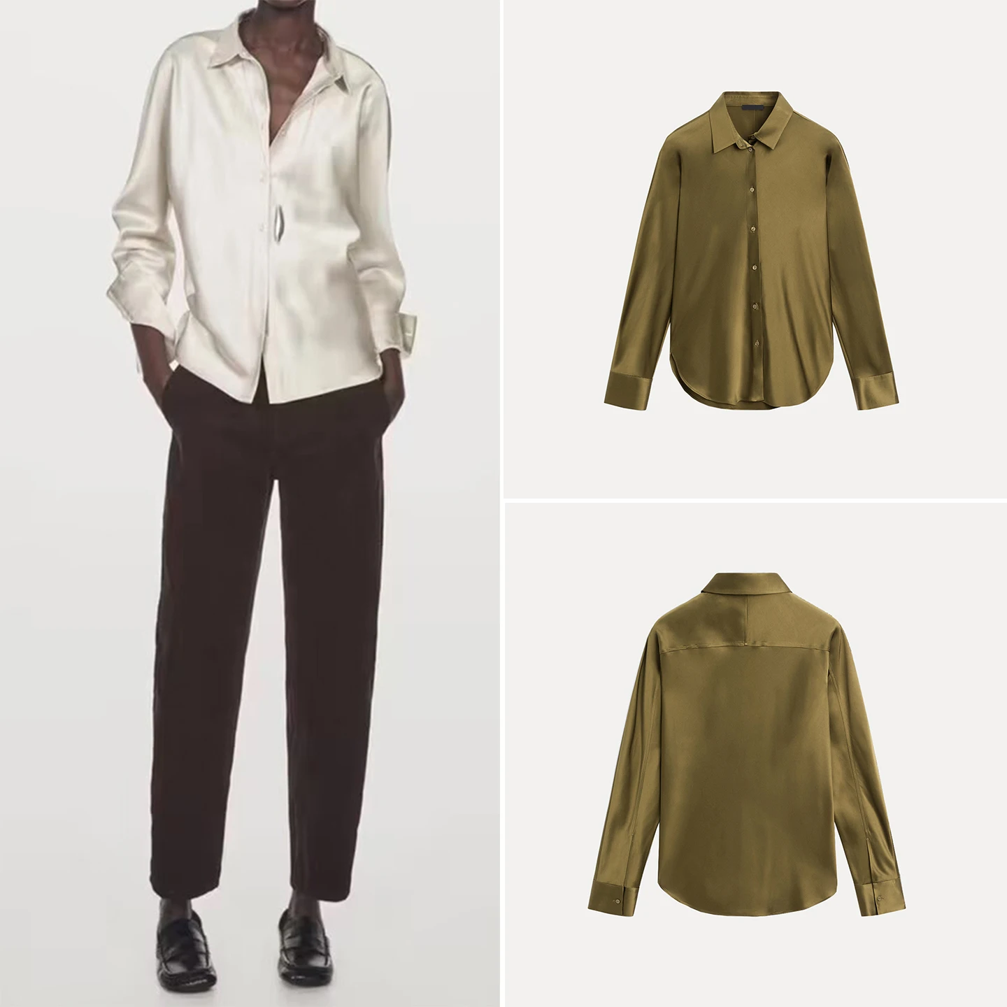 

Faionable Batwing Sve irt для женщин, осень 2024, персонализированная универсальная повседневная одежда, европейский длинный воротник-свеч...