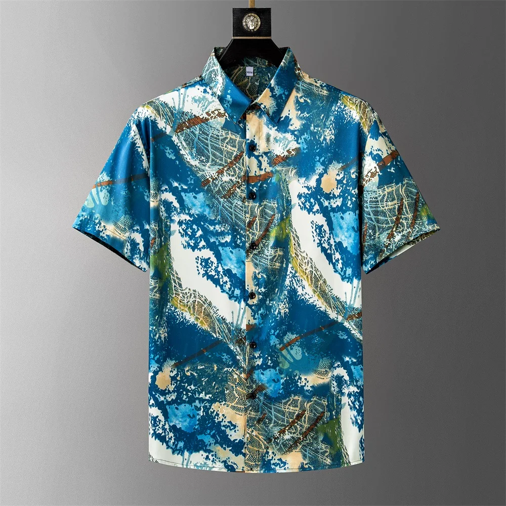 

Summer Ocean Printed Men's Shirt Short Sleeve Loose Casual Shirts Beach Vacation Hawaiian Shirt Social Party Streetwear 2024