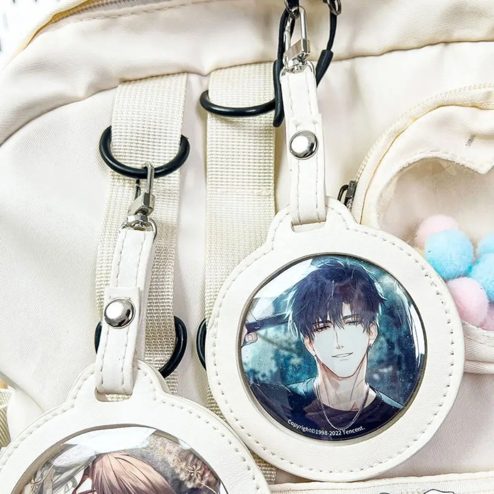 Badge Display Badge Storage Bag PU Solid Color Transparent Round Bag Idol Merchandise Storage Korean Style Single Badge Itabag