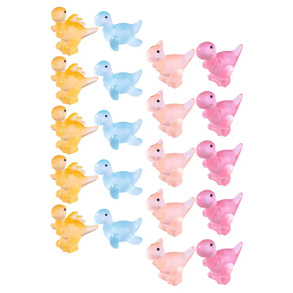 

20pcs Glowing Miniature Resin Craft Small Dinosaur For Garden Micro Landscape Bonsai Decoration Mini Dinosaur Decor
