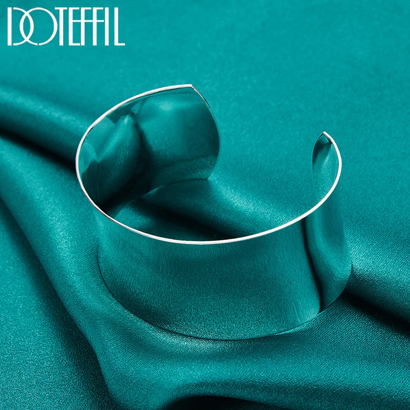 DOTEFFIL 925 Sterling Silver 30mm Smooth Bangle Bracelet For Woman Man Wedding Engagement Fashion Charm Party Jewelry