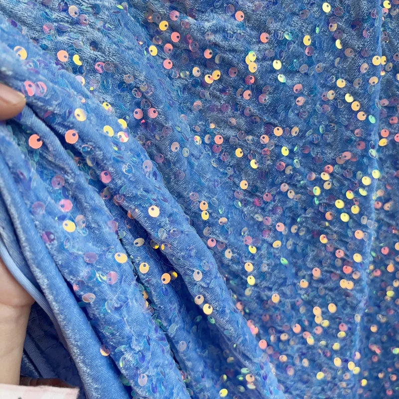 Sequins Stretch Velvet Fabric Width 59\