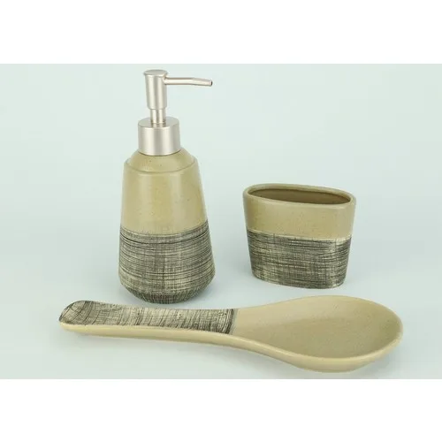 Acar Ceramic Sweet Line Pattern 3'lü Kitchen Set