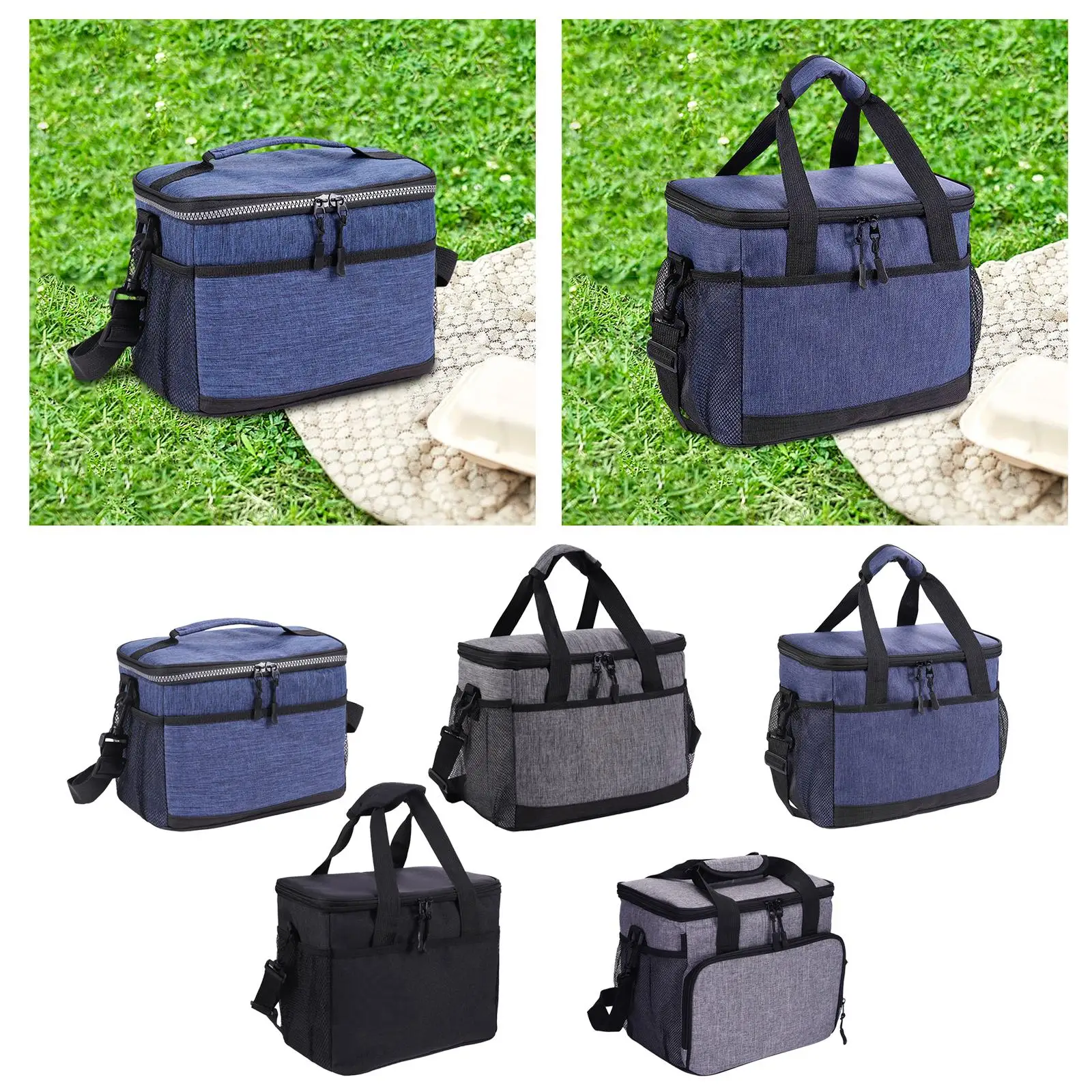 Insulated Cooler Bag with Adjustable Shoulder Strap Adults Hot Cold Food Thermal Bag for Work Lunch Camping Picnic Office Hiking