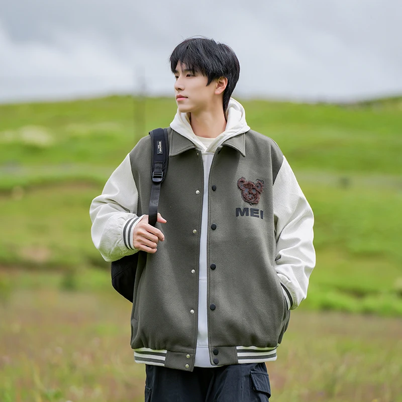 

Мужская куртка-пилот в стиле колор-блок, уличная мода, весна-осень, американская модная верхняя одежда, свободный крой, ветрозащитная, с длинными рукавами