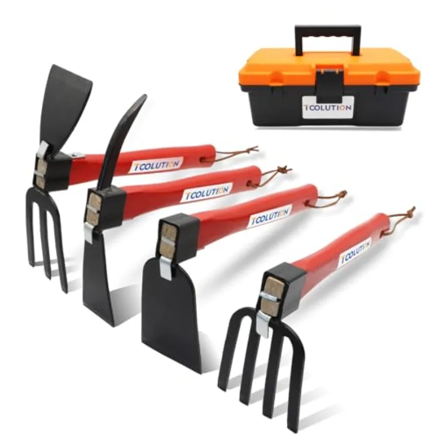 

Сверхмощный набор садовых инструментов из 4 предметов для мужчин с ящиком для переноски, идеально подходит для ухода за газоном и ухода за двором, прочные инструменты для копания для