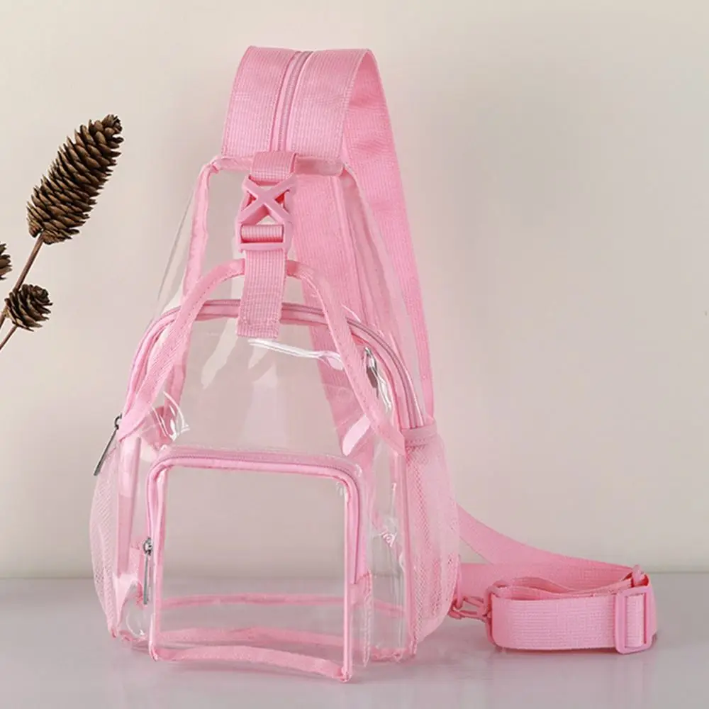 Casual Multicolor Chest Bag Multi-functional Transparent PVC Crossbody Bag Shoulder Strap Dual-use Backpack Travel Use