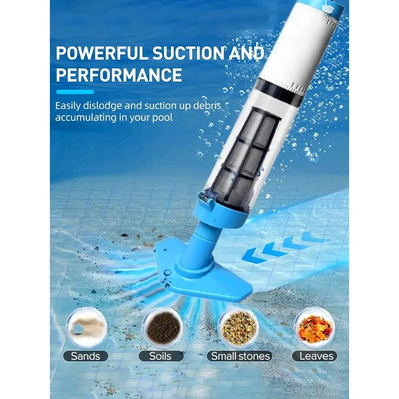 Pool Vacuum Cleaner Handheld Inground Pool Vacuum Rechargeable Cordless Above Ground Pool Vacuum for Sand Debris Leaf