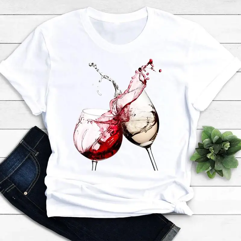 Wine Love Fashion Clothes T Women Funny Cute Casual Tshirt Summer Top Female Short Sleeve Tee Shirt Lady Graphic T-shirts