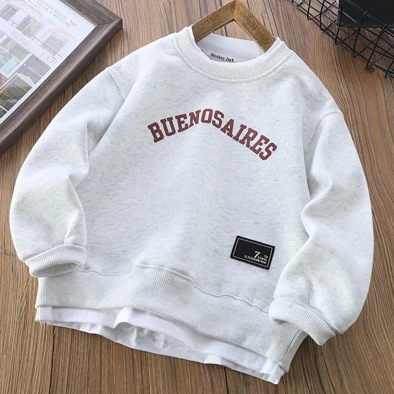 3 4 5 6 8 10 12 14 Years boys Sweatshirt Spring Autumn Letter Print Long Sleeve Round Neck Pullover For Teen Boys Casual Hoodie