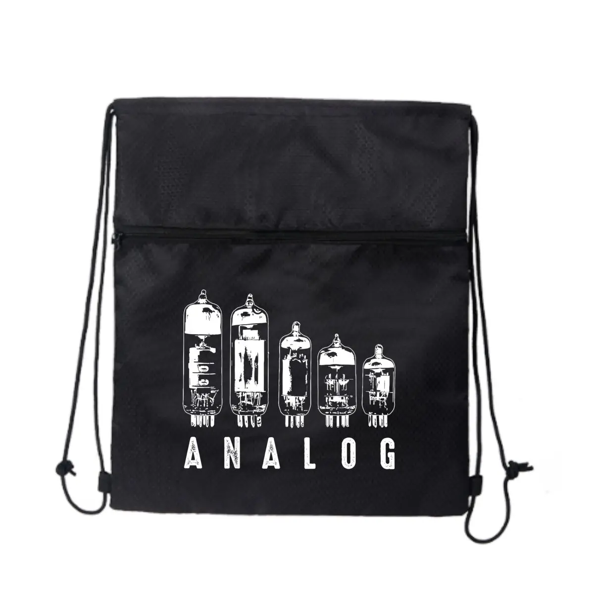 

Analog Tubes Tech Vintage Gear Design Черная велосипедная сумка на молнии на шнурке Компактная для велосипедных предметов первой необходимости