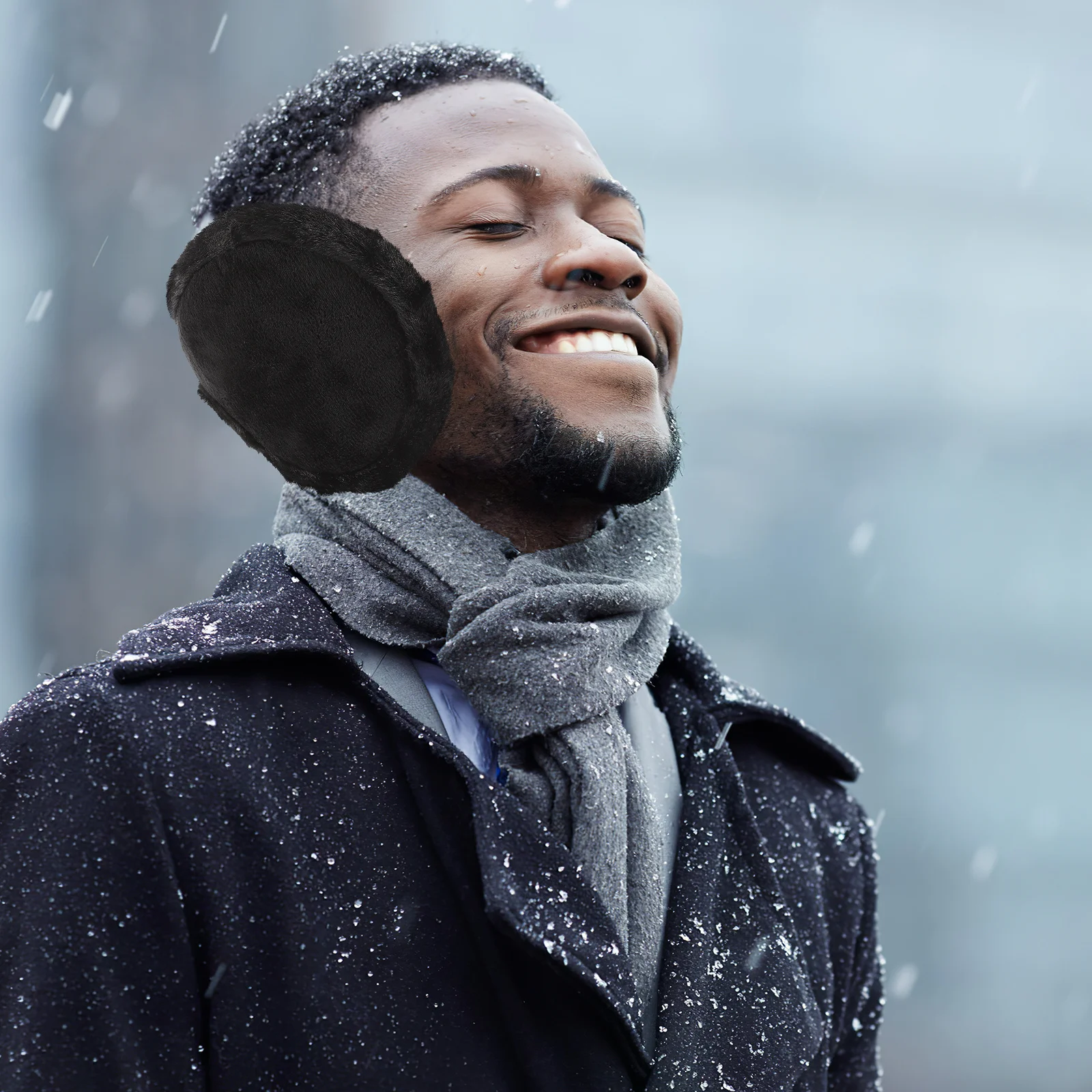 Зимние регулируемые вязаные наушники унисекс, черные, один размер, подходит для большинства уличных наушников с отделкой из искусственной подкладки, теплая уютная зима