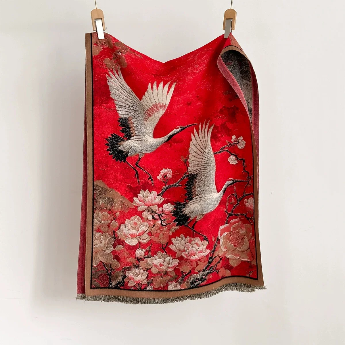 

Luxury Winter Cashmere Double-sided Design Scarf Women Warm Pashmina Blanket Poncho Scarves Female Oil painting Shawl Bufanda
