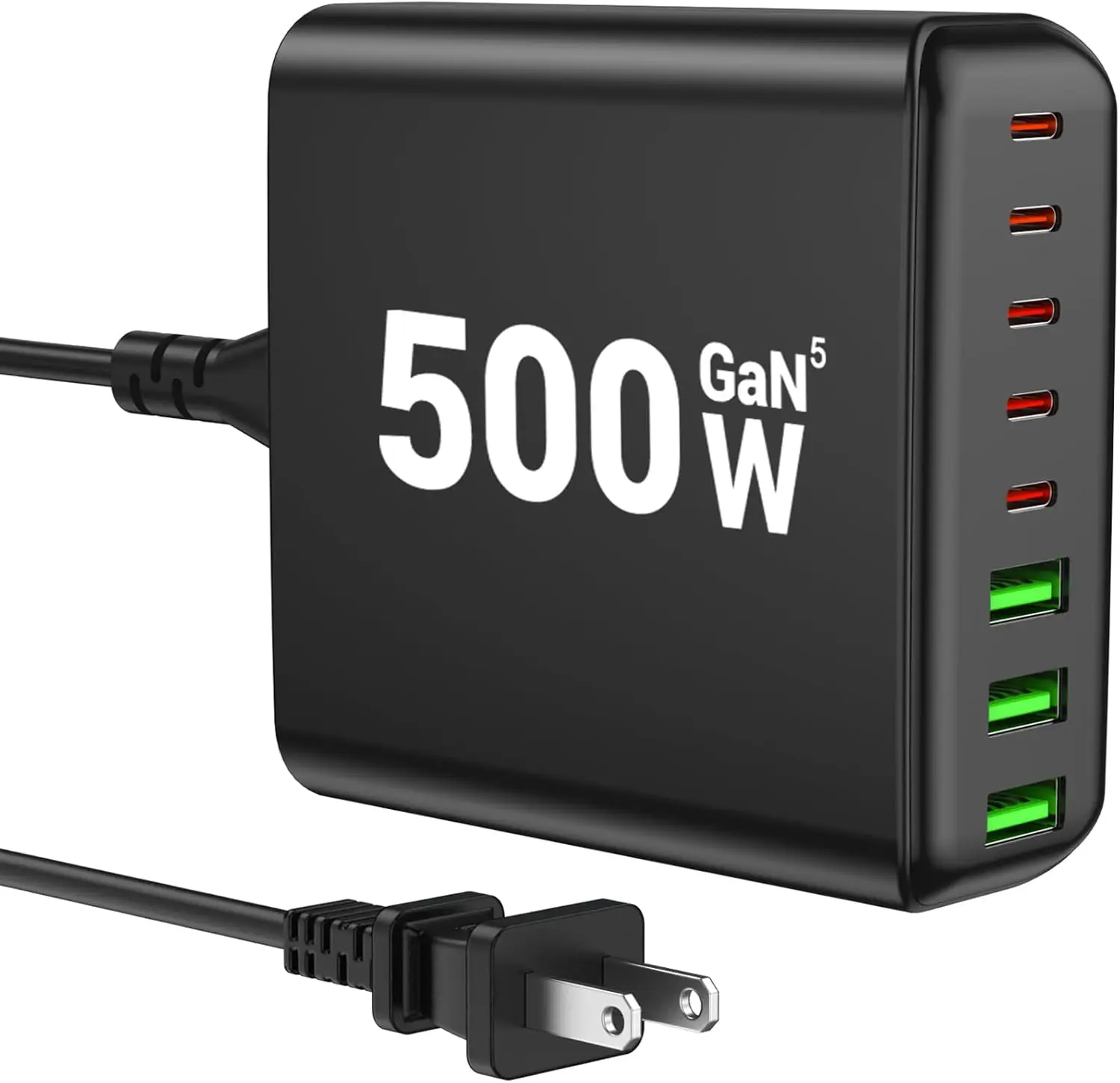 Зарядная станция USB-C на 500 Вт с 8 портами, быстрая зарядка PD 120 Вт для ноутбуков, iPhone, Samsung, iPad, MacBook