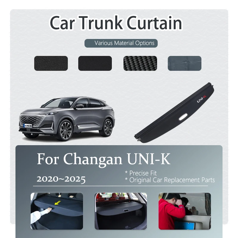 Car Trunk Curtain Covers For Changan UNI-K UNI K UNIK 2020~2025 Rear Trunk Storage Rear Rack Partition Shelters Auto Accessories