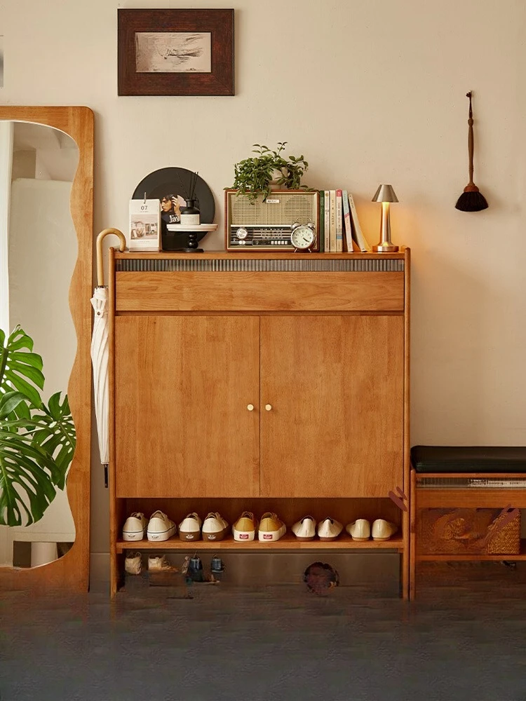 

Nordic solid wood shoe cabinet large-capacity porch cabinet household small apartment at the entrance