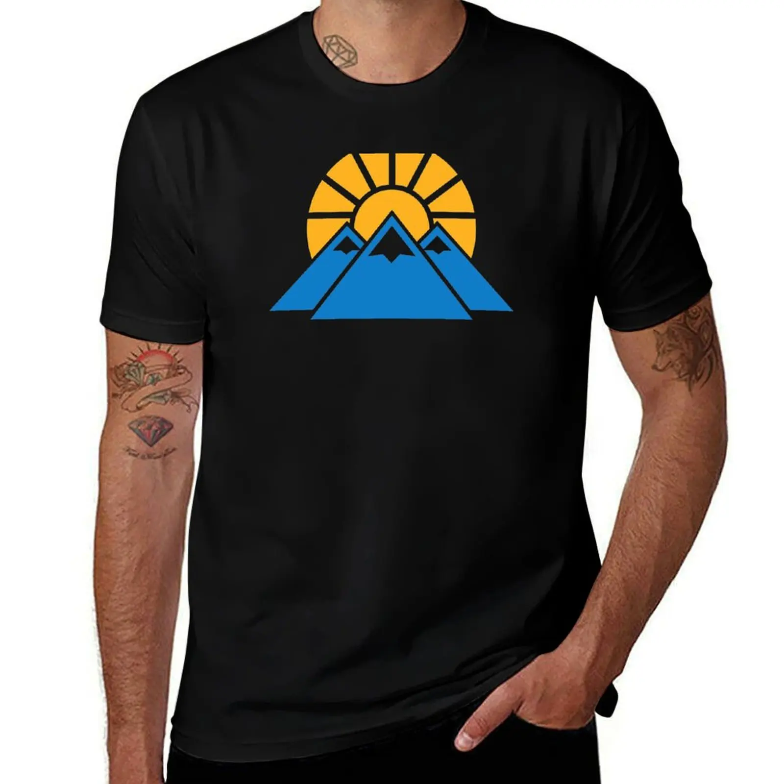 

Mountains sun T-Shirt T-shirts oversize football t shirt basketball graphic tees mens t shirt