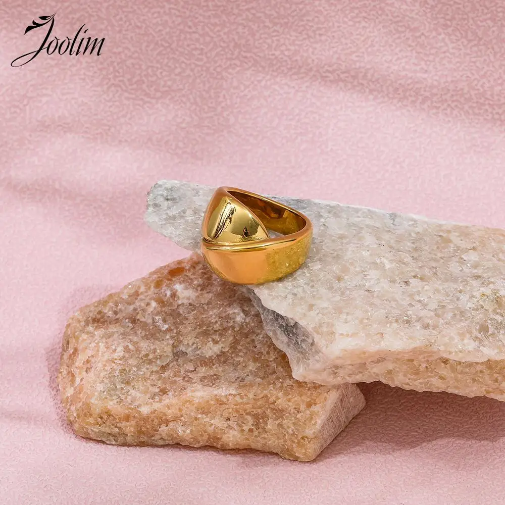 Joolim-anillo de acero inoxidable con forma de cruz ancha para mujer, sortija gruesa sin deslustre, PVD, alta gama, a la moda, venta al por mayor