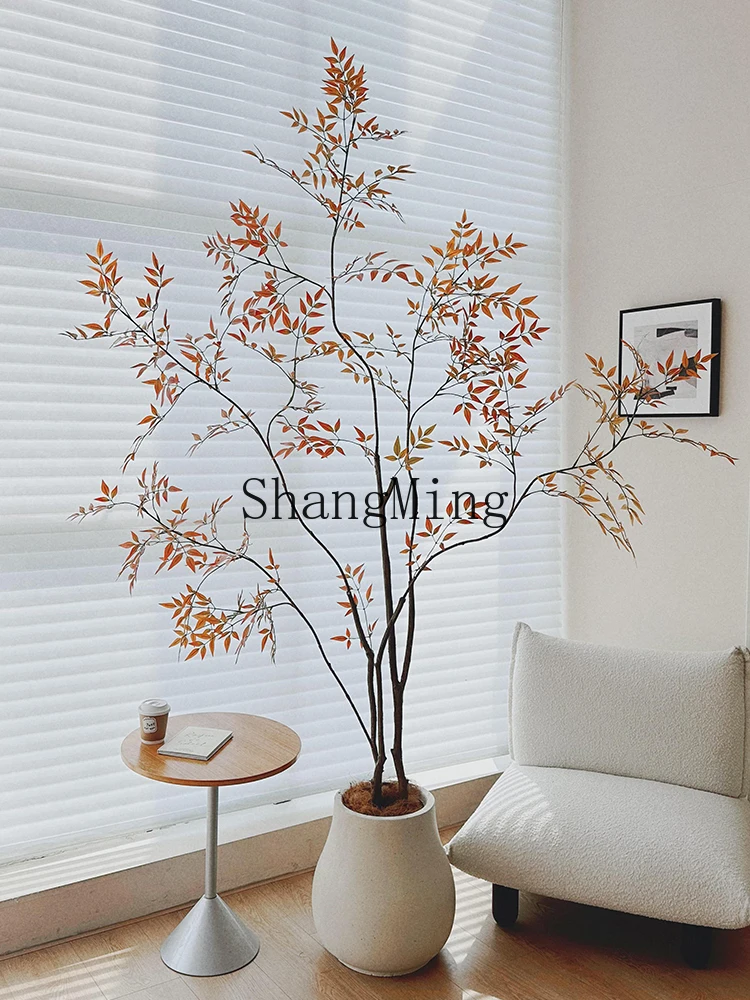 

HJ simulation green plant autumn color Nantian bamboo high-end light luxury interior decoration ornament potted plant