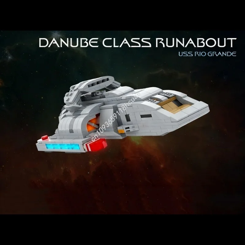 598 Stück MOC Donau Klasse Runabout Star Trek Deep Modell Weihnachtsgeschenke Bauspielzeug Blöcke Architektur DIY Kreative Idee Kinder
