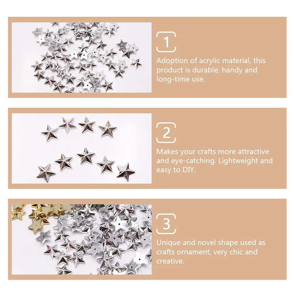 

200pcs Acrylic Star Shape Charms Flat Bottom Diy Craft Decor Clothing Accessories Crafts Making Supplies Lightweight Durable