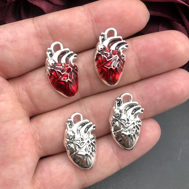 5pcs 25*14mm Human Heart Organ Charms Science Medicine Anatomical Pendant Biology Jewelry Finding.DIY.charms for jewelry making