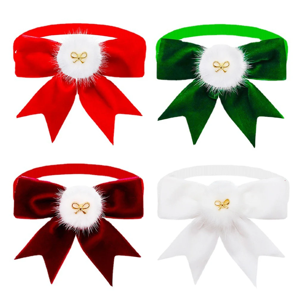 Christmas Pet Collar Bright Color Bow Tie Pet Hair Accessories 22CM - 40CM Adjustable Pet Bow Tie Decoration