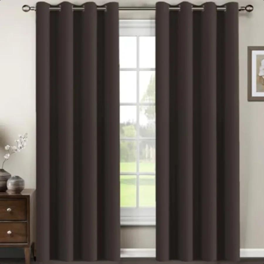 

Living Room Curtains 96 Inches Long Christmas Deals Blackout Drapes Thermal Insulated Grommet Extra Long Curtains for Patio Sli