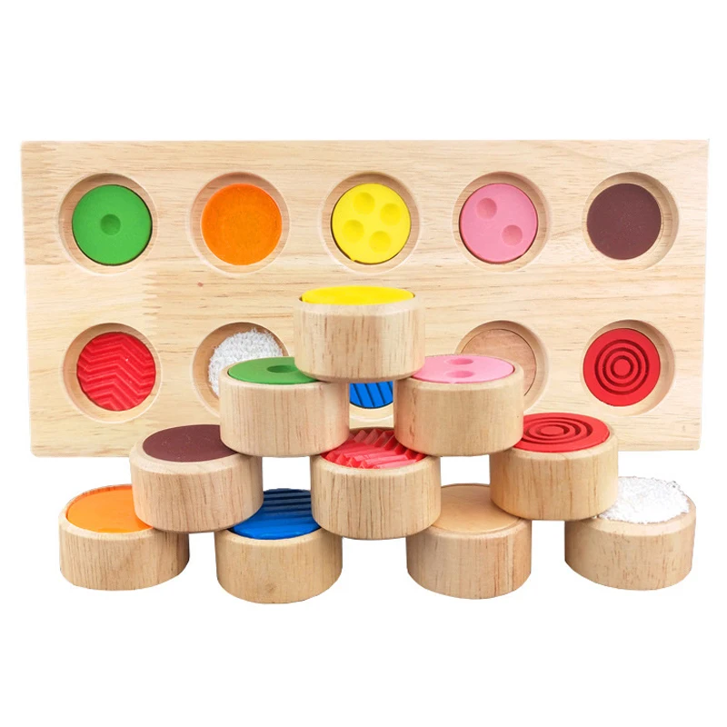 Montessori Touch And Match Board For Kids Sensory Toy Wooden Brinquedo Educativos Infantil Juegos Didácticos Kinder Spielzeuge