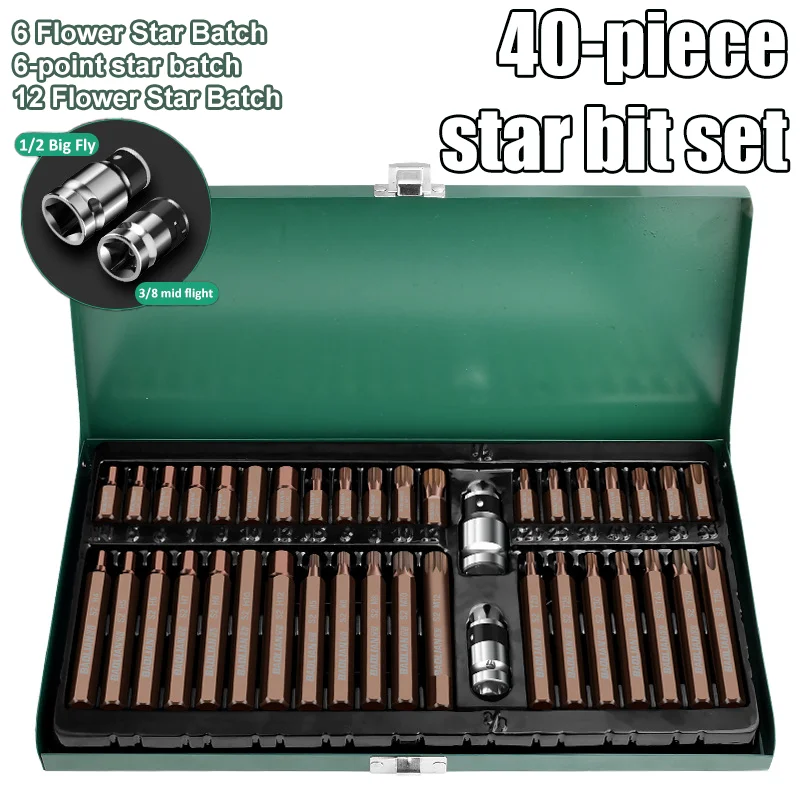 

Набор ударных шестигранных головок и бит 40 шт., метрические размеры, с адаптерами 1/2 и 3/8 дюйма, для трещотки, с кейсом для хранения