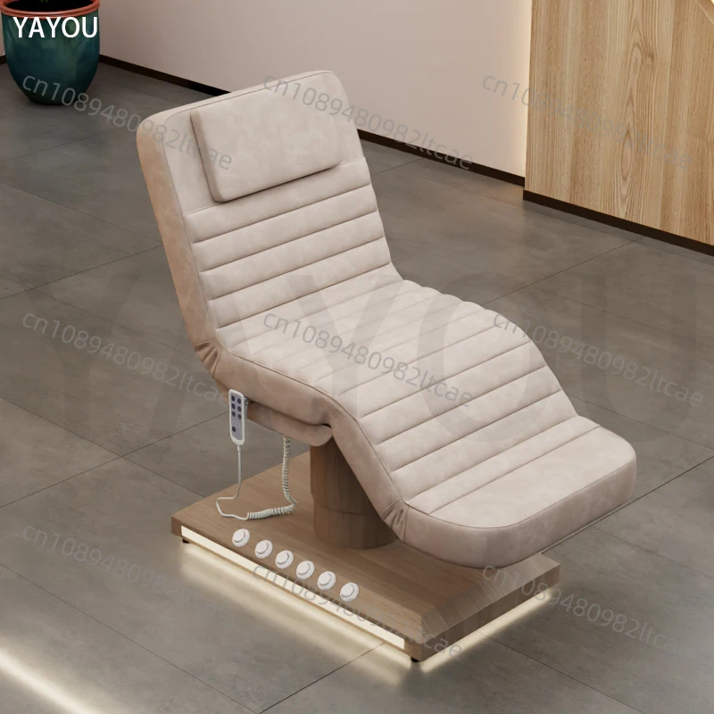 Luxurious Wood Grain with Foot Control LED Base 3 Motor Massage Beauty Bed Can Be Customized Color Face Bed for Beauty