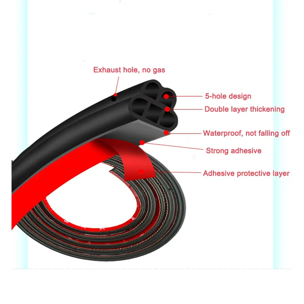 Bande d'étanchéité en caoutchouc pour porte de voiture, 5 trous, coupe-froid automobile, couvercle étanche, insonorisé, coupe-froid pour camion, SUV