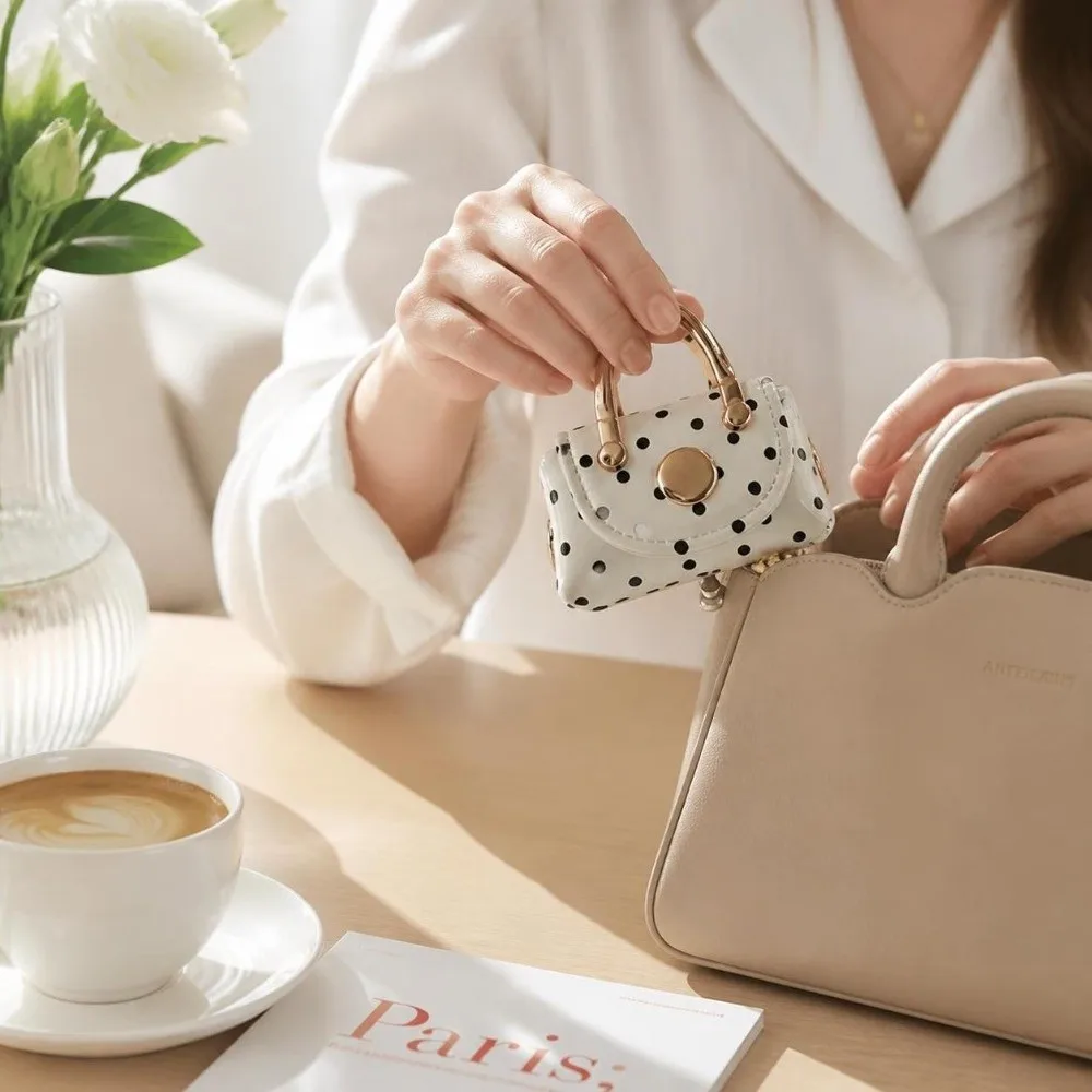 Cute Vintage Style Polka Dot Coin Purse Portable Lightweigh Mini Wallet Macaron Color Versatile Bag Pendant Charm Daily Carry