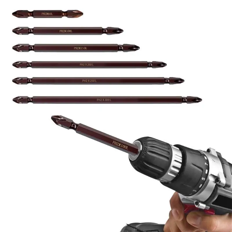 

E5BE с двойной головкой PH2 скрещивает магнитную отвертку бит 1/4 дюйма Hexes Shanks Электрическая отвертка бит 65 мм 100 мм 150